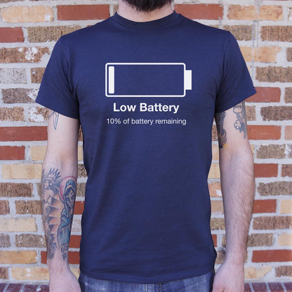 Low Battery Phone Icon Pun graphic Unisex Heavyweight T-Shirt in Navy Blue