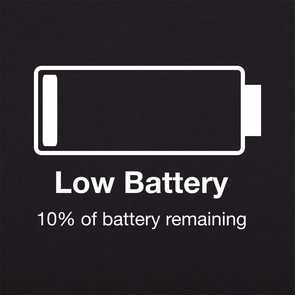 Low Battery Phone Icon Pun graphic Unisex Heavyweight T-Shirt in Black