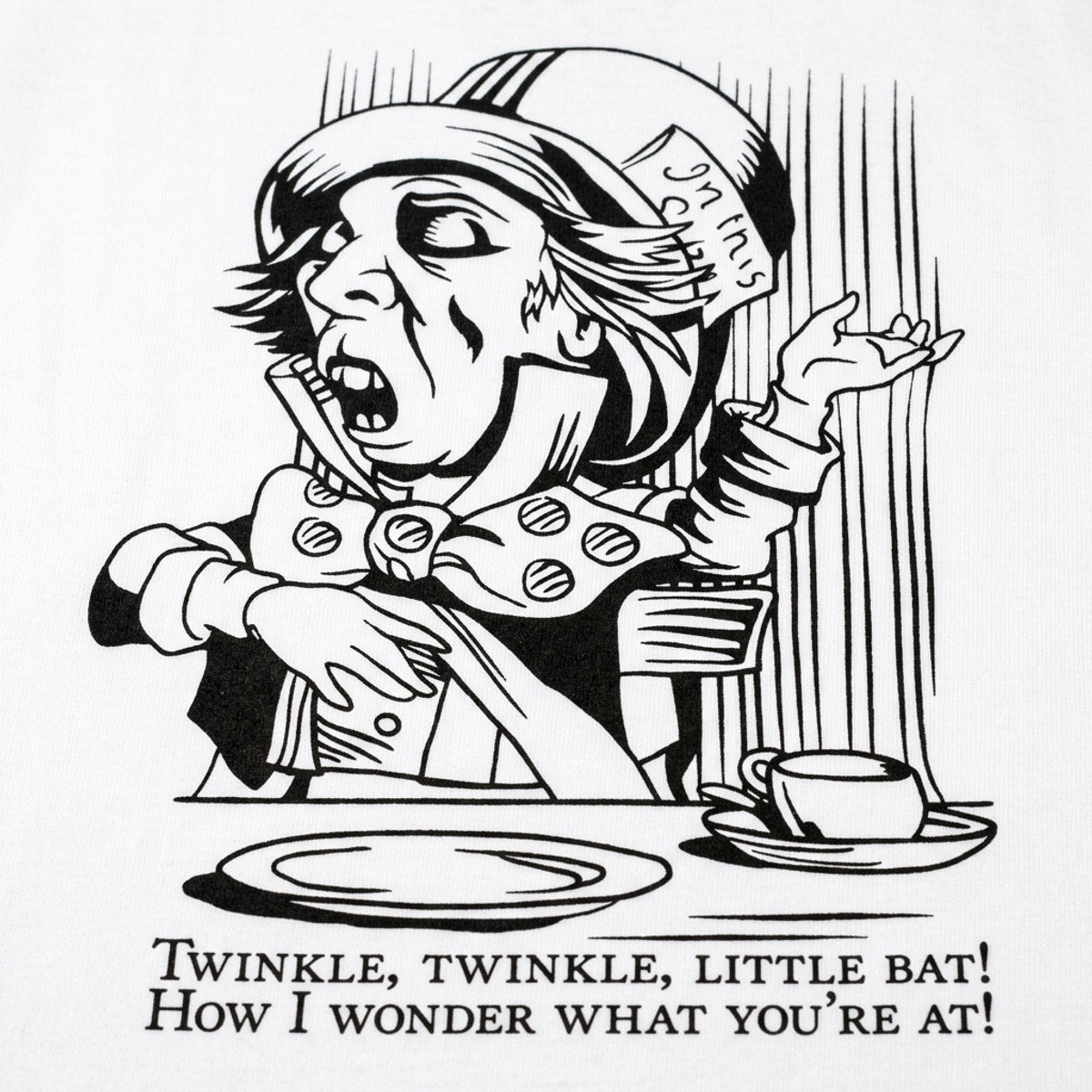 Mad Hatter Singing Twinkle Twinkle Little Bat at Tea Party detail