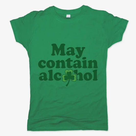May Contain Alcohol Shamrock St Patrick's Day Design graphic Women's T-Shirt in Lucky Green