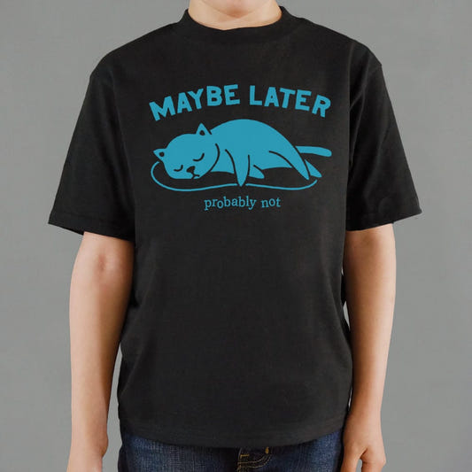 Maybe Later Probably Not Sleeping Cat graphic Kids T-Shirt in Black