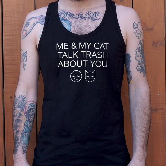 Me And My Cat Talk Trash About You graphic Men's Tank Top in Black