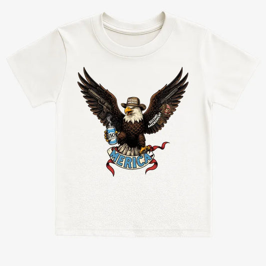 Merica Eagle with Guns & Beer-Kids T-Shirt-White