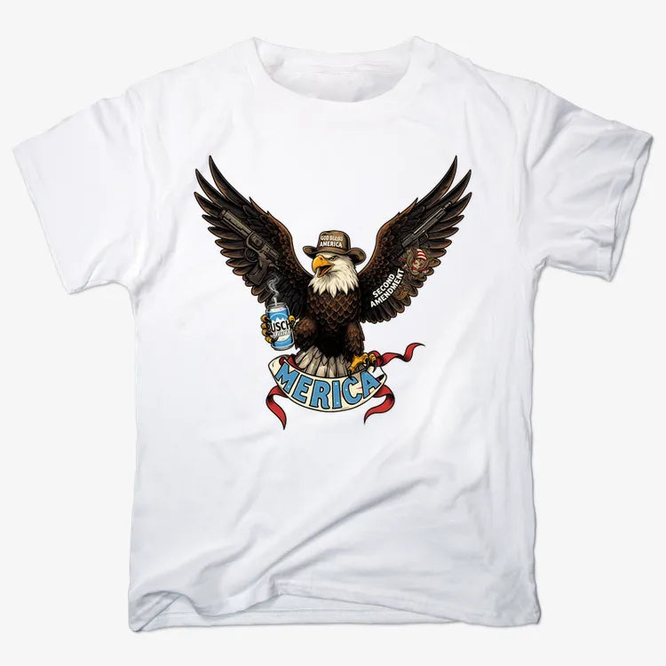 Merica Eagle with Guns & Beer-Men's T-Shirt-White