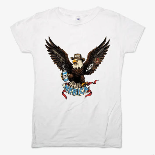 Merica Eagle with Guns & Beer-Women's T-Shirt-Snow