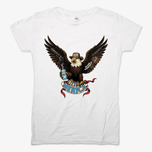 Merica Eagle with Guns & Beer-Women's T-Shirt-Snow