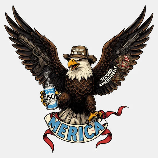 Merica Eagle with Guns & Beer graphic tee design
