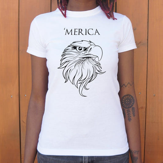 'Merica - Bald Eagle Head Patriotic Design graphic Women's T-Shirt in Snow