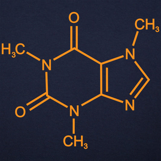 Mighty Caffeine Molecule Chemical Structure Diagram graphic tee design