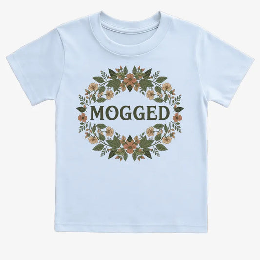 Mogged Floral Wreath-Kids T-Shirt-Blue