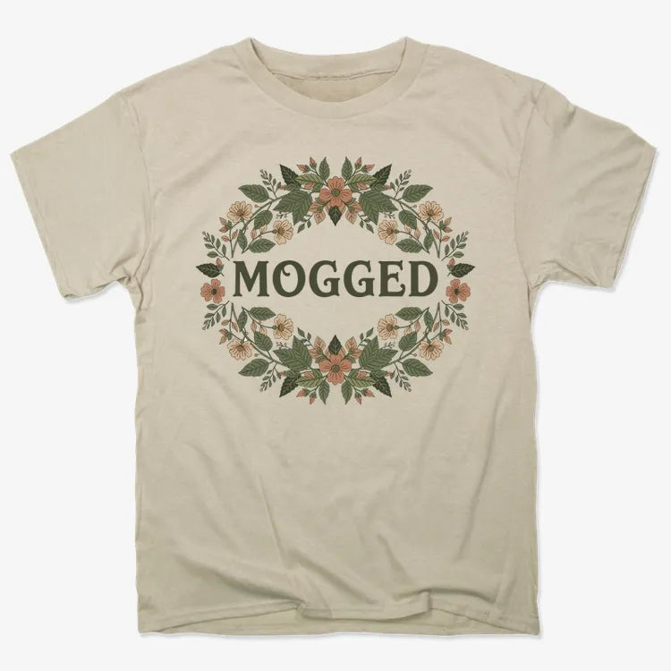 Mogged Floral Wreath-Men's T-Shirt-Sand