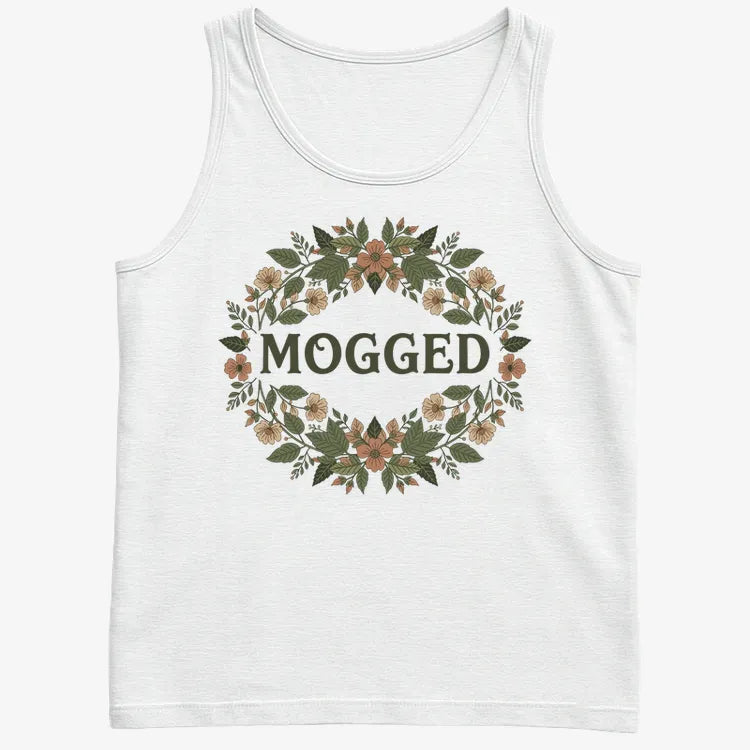 Mogged Floral Wreath-Men's Tank Top-White