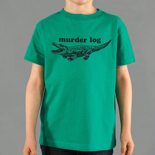 Murder Log Alligator Disguised as a Log graphic Kids T-Shirt in Green