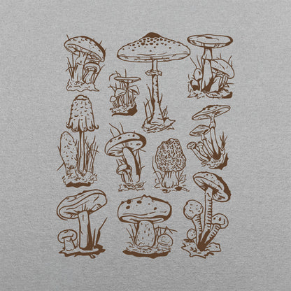 Mushrooms Vintage Botanical Illustration Grid