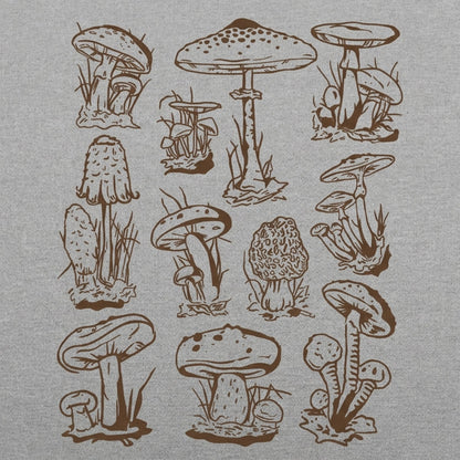 Mushrooms Vintage Botanical Illustration Grid detail