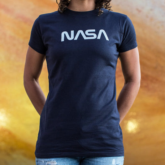 NASA Retro Worm Logo graphic Women's T-Shirt in True Navy