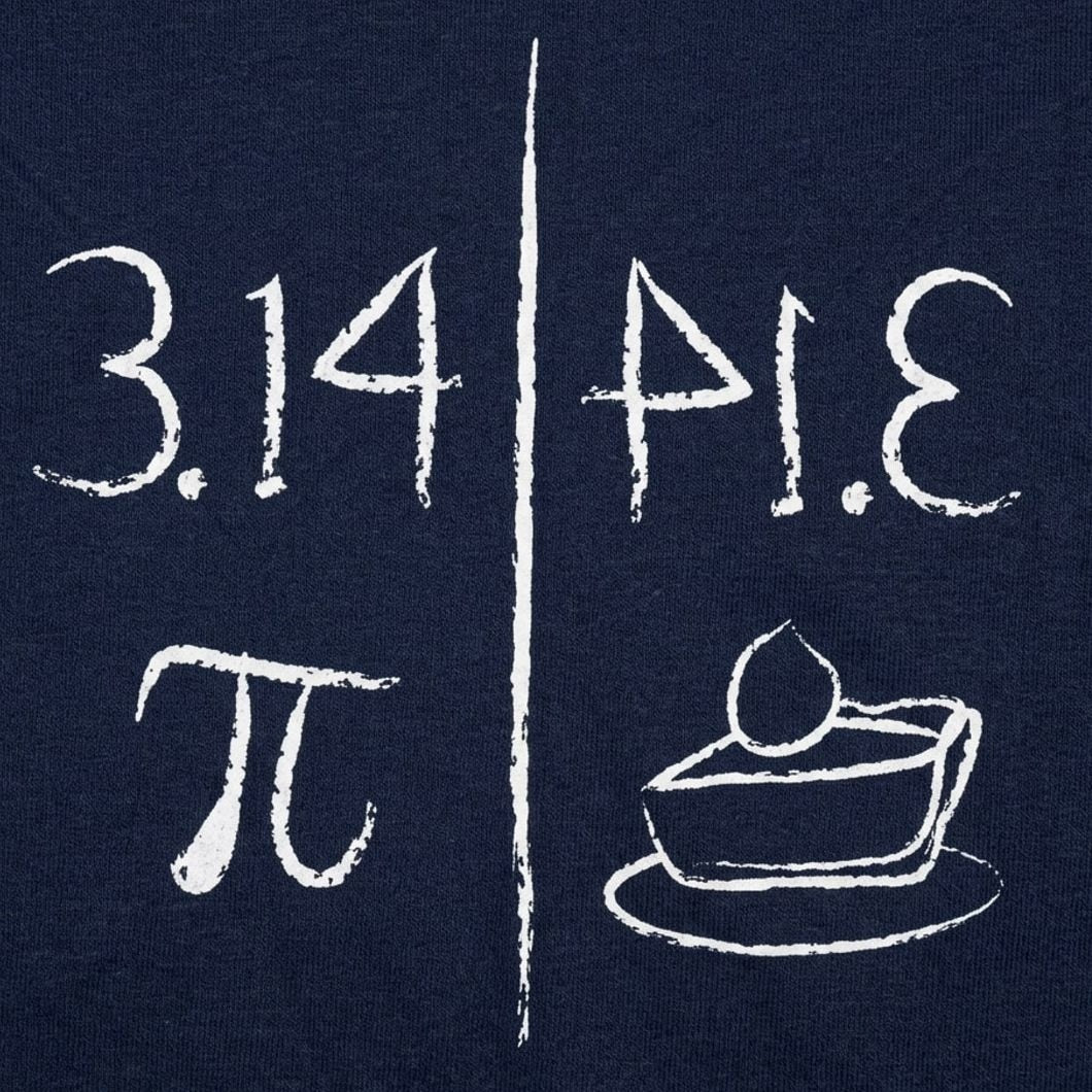 Pi Mirrors Pie 3.14 Symbol and Slice of Pie detail