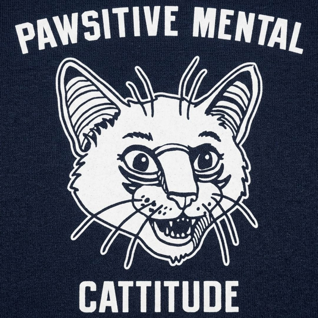 Pawsitive Mental Cattitude Wild Eyed Cat Face detail