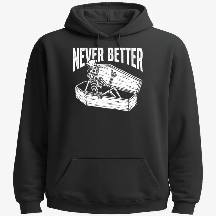 Never Better Thumbs Up Skeleton-Hoodie-Black
