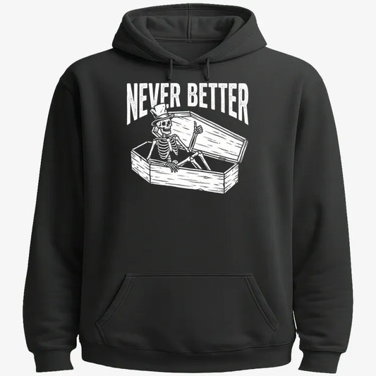 Never Better Thumbs Up Skeleton-Hoodie-Black
