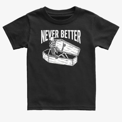 Never Better Thumbs Up Skeleton-Kids T-Shirt-Black