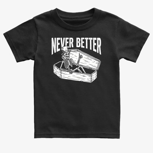 Never Better Thumbs Up Skeleton-Kids T-Shirt-Black