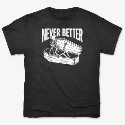 Never Better Thumbs Up Skeleton-Men's T-Shirt-Black