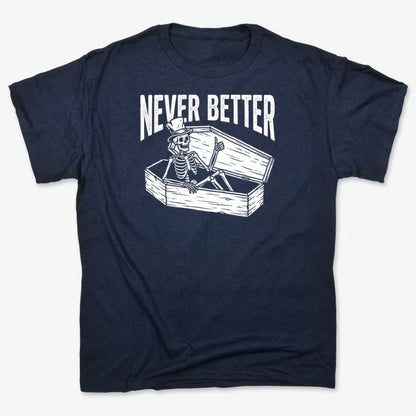 Never Better Thumbs Up Skeleton-Men's T-Shirt-Navy Blue