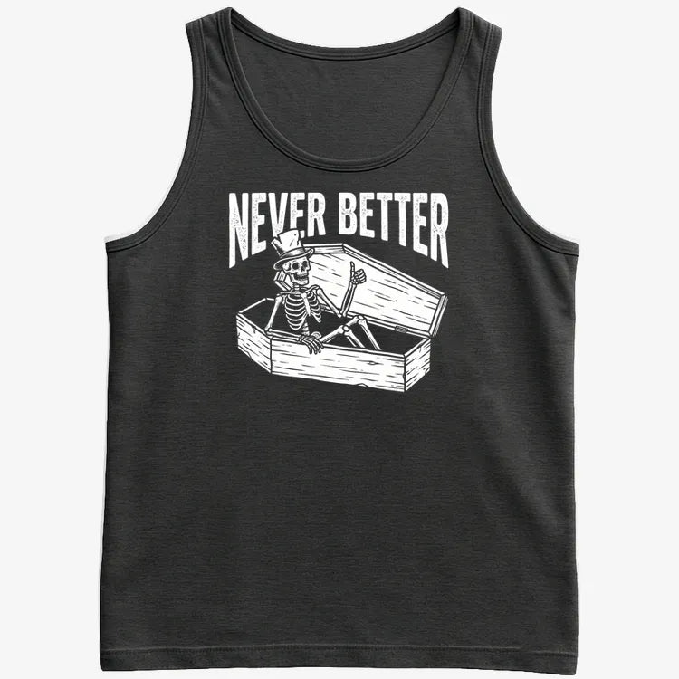 Never Better Thumbs Up Skeleton-Men's Tank Top-Black