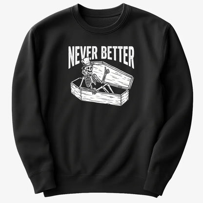 Never Better Thumbs Up Skeleton-Sweater-Black