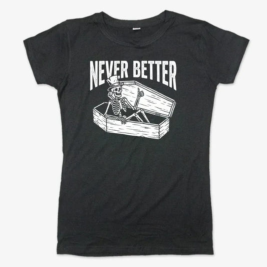 Never Better Thumbs Up Skeleton-Women's T-Shirt-Midnight