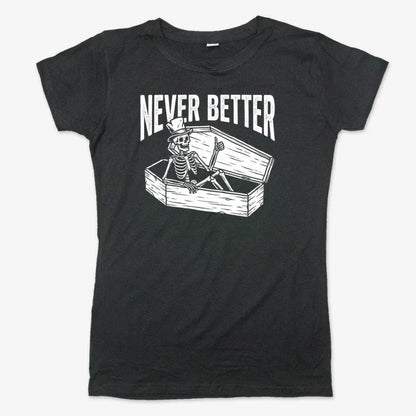 Never Better Thumbs Up Skeleton-Women's T-Shirt-Midnight