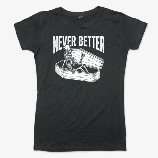 Never Better Thumbs Up Skeleton-Women's T-Shirt-Midnight