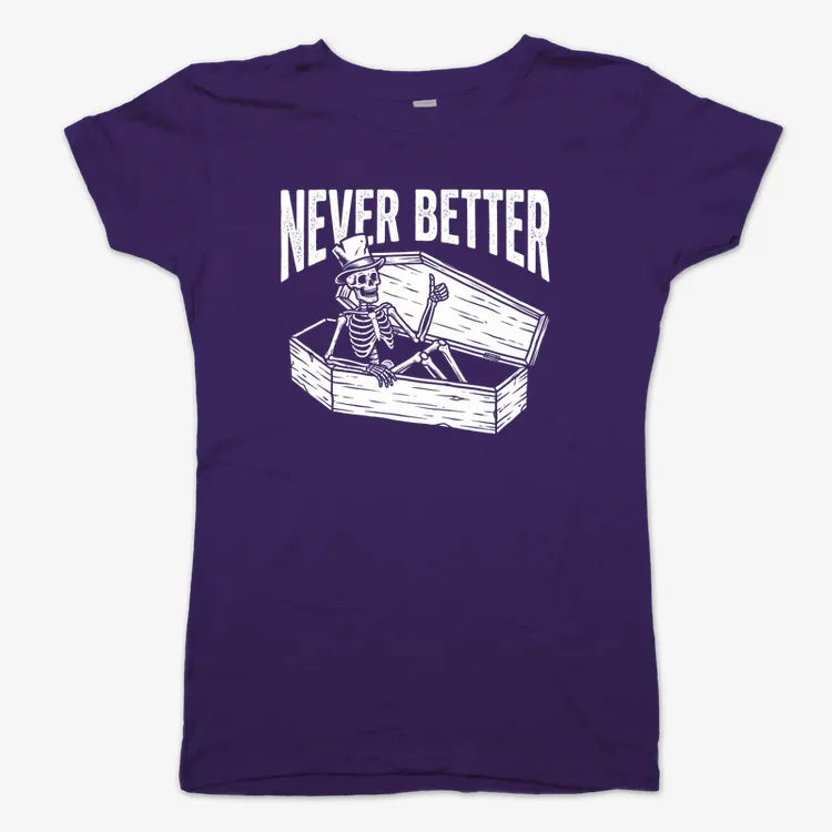 Never Better Thumbs Up Skeleton-Women's T-Shirt-Violet