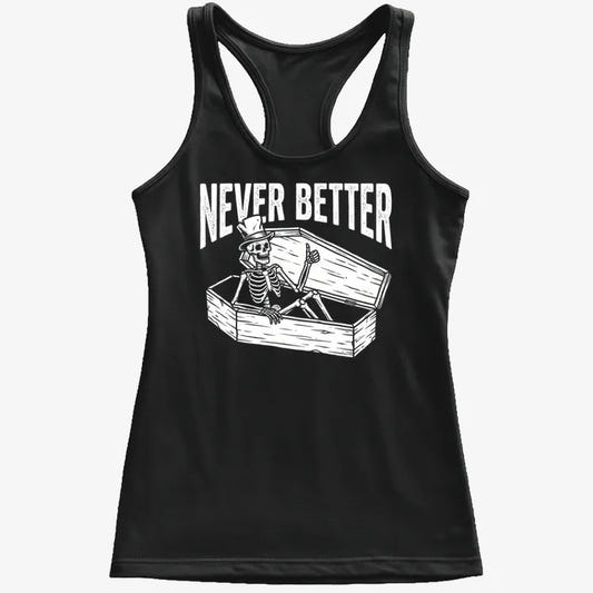 Never Better Thumbs Up Skeleton-Women's Tank Top-Midnight