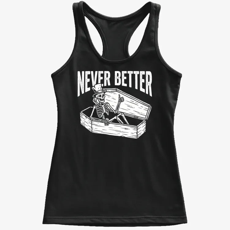 Never Better Thumbs Up Skeleton-Women's Tank Top-Midnight