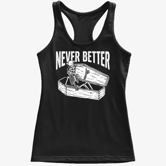 Never Better Thumbs Up Skeleton-Women's Tank Top-Midnight