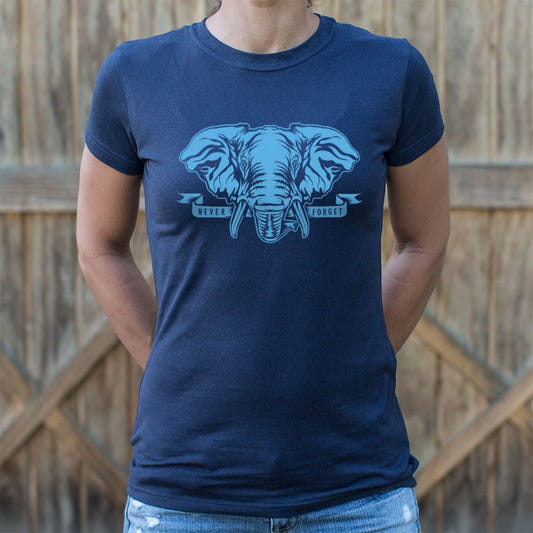 Never Forget Elephant Head graphic Women's T-Shirt in True Navy