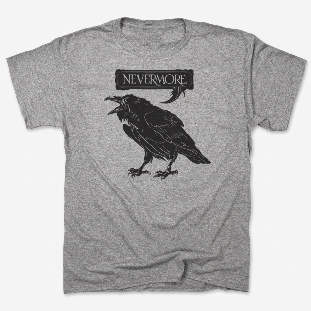 Nevermore Raven Quoting Edgar Allan Poe's Poem in Gray Heather