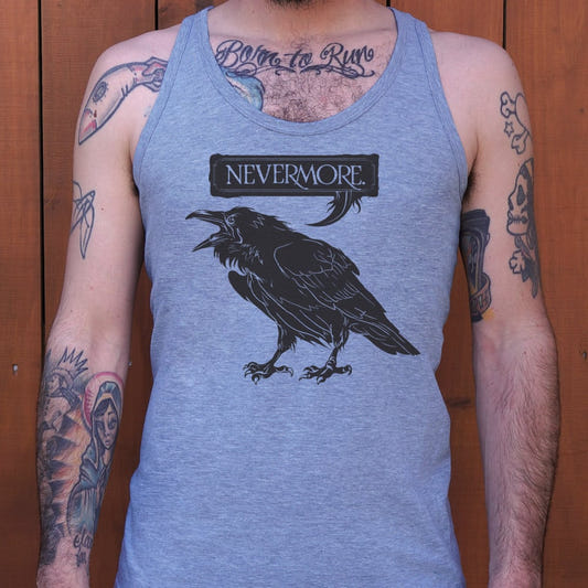 Nevermore Raven Quoting Edgar Allan Poe's Poem graphic Men's Tank Top in Gray Heather
