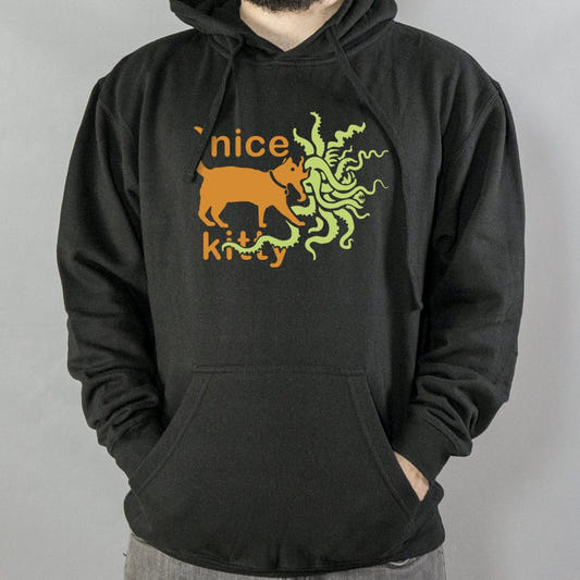 Nice Kitty Cat with Tentacle Monster Mouth graphic Hoodie in Black