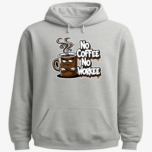 No Coffee No Workee Humor Tee-Hoodie-Gray Heather