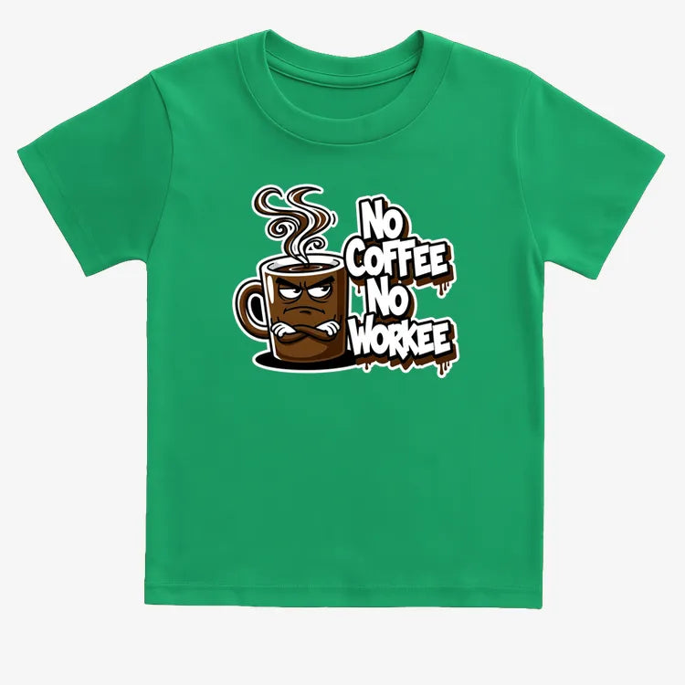 No Coffee No Workee Humor Tee-Kids T-Shirt-Green