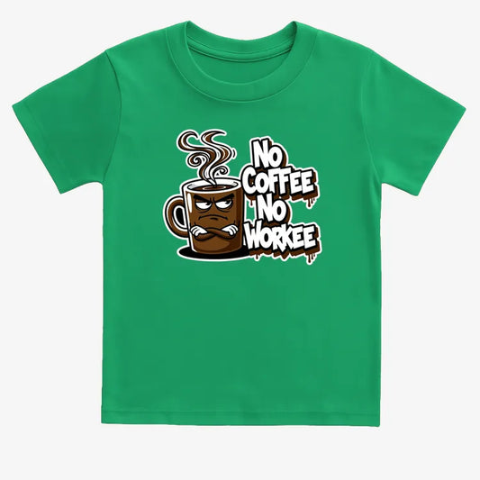 No Coffee No Workee Humor Tee-Kids T-Shirt-Green