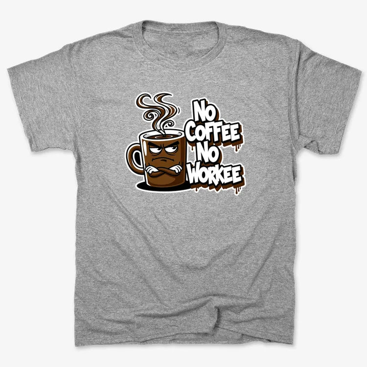 No Coffee No Workee Humor Tee-Men's T-Shirt-Gray Heather