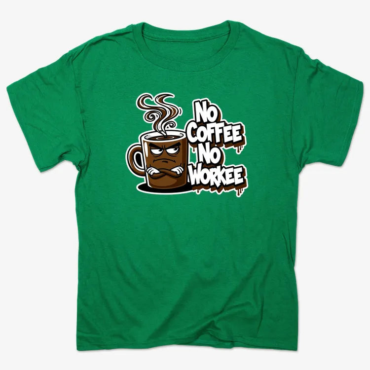 No Coffee No Workee Humor Tee-Men's T-Shirt-Kelly Green Heather
