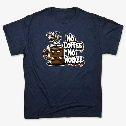 No Coffee No Workee Humor Tee-Men's T-Shirt-Navy Blue
