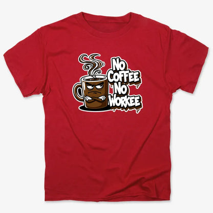 No Coffee No Workee Humor Tee-Men's T-Shirt-Red