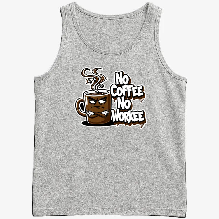 No Coffee No Workee Humor Tee-Men's Tank Top-Gray Heather