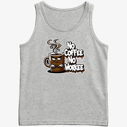 No Coffee No Workee Humor Tee-Men's Tank Top-Gray Heather